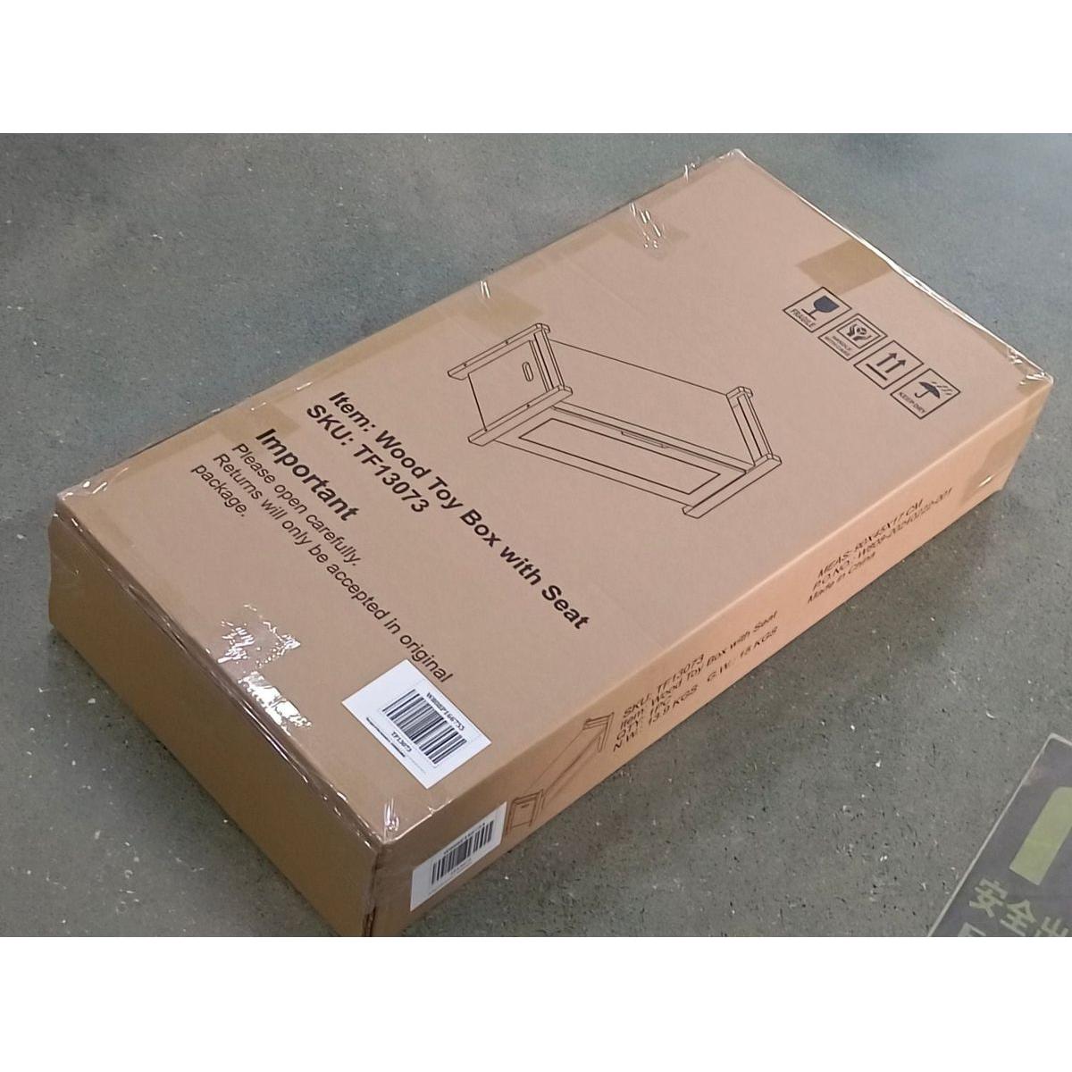 Kids Toy Box Chest, White Rubber Wood Toy Box for Boys Girls, Large Storage Cabinet with Cushion Seat Bench/Flip-Top Lid/Safety Hinge, Toy Storage Organizer Trunk for Nursery, Playroom