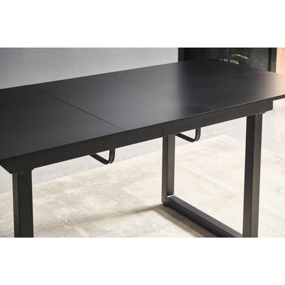 black color,Square Extendable Dining Table with metal leg,Modern Space Saving Kitchen Table for Living Room( 70.86" W x 31.5" D x 29.5" H)
