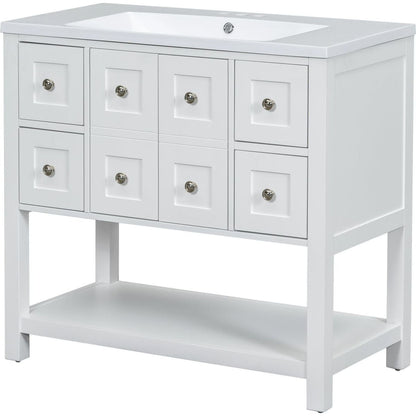 36" Bathroom Vanity with Undermount Sink,Free Standing Vanity Set with 4 Drawers& Soft Closing Doors,Solid Wood Frame Bathroom Storage Cabinet