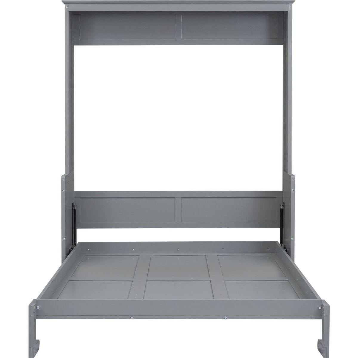 Queen Size Murphy Bed with a Shelf, Gray