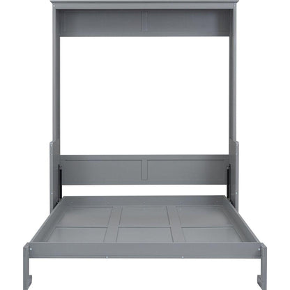 Queen Size Murphy Bed with a Shelf, Gray