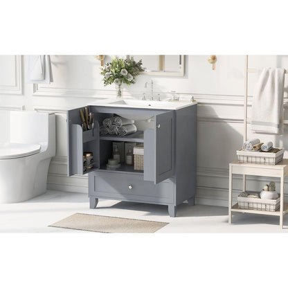 30" Premium Bathroom Vanity Set with Ceramic Sink and Ample Storage Space - Ideal for Small Bathrooms