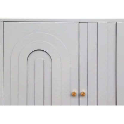 Modern Gray Lacquered 4 Door Wooden Cabinet Sideboard Buffet Server Cabinet Storage Cabinet, for Living Room, Entryway, Hallway, Office, Kitchen and Dining Room