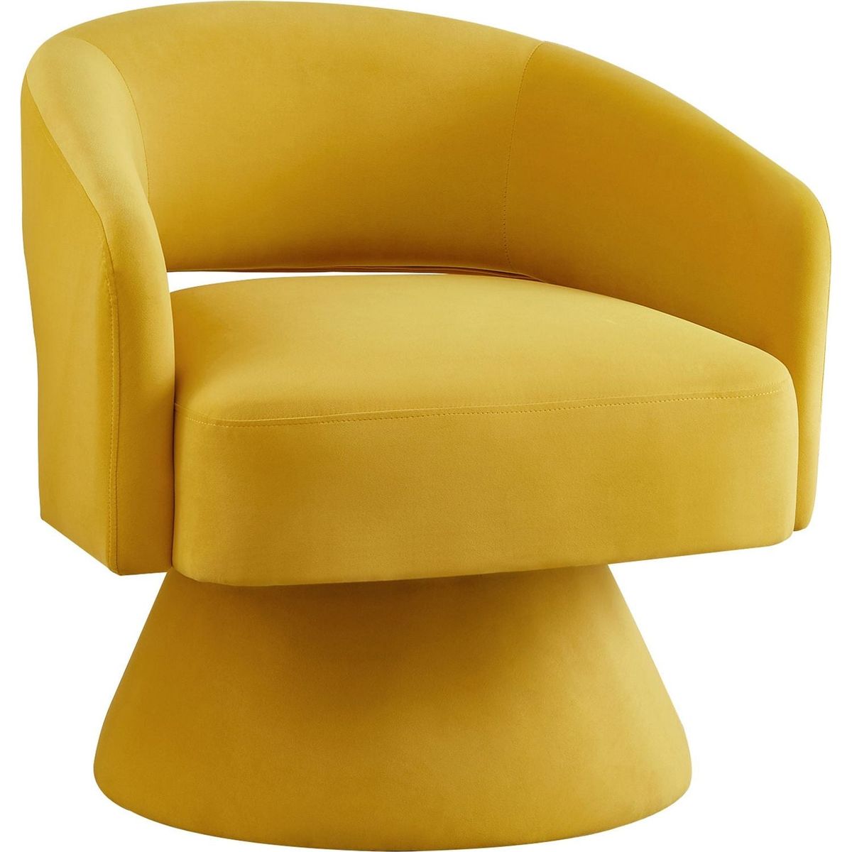 Modern Swivel Barrel Chair, Upholstered Velvet Round Accent Chairs,360 Degree Comfy Swivel Chair with Open Backrest, Single Chair Armchair for Living Room Bedroom, Homerest, Yellow