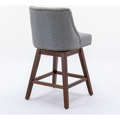 Counter Height Swivel Barstools, 26" H Seat Height Upholstered Bar Stools Set of 2, Fabric in Gray - Streamdale Furniture
