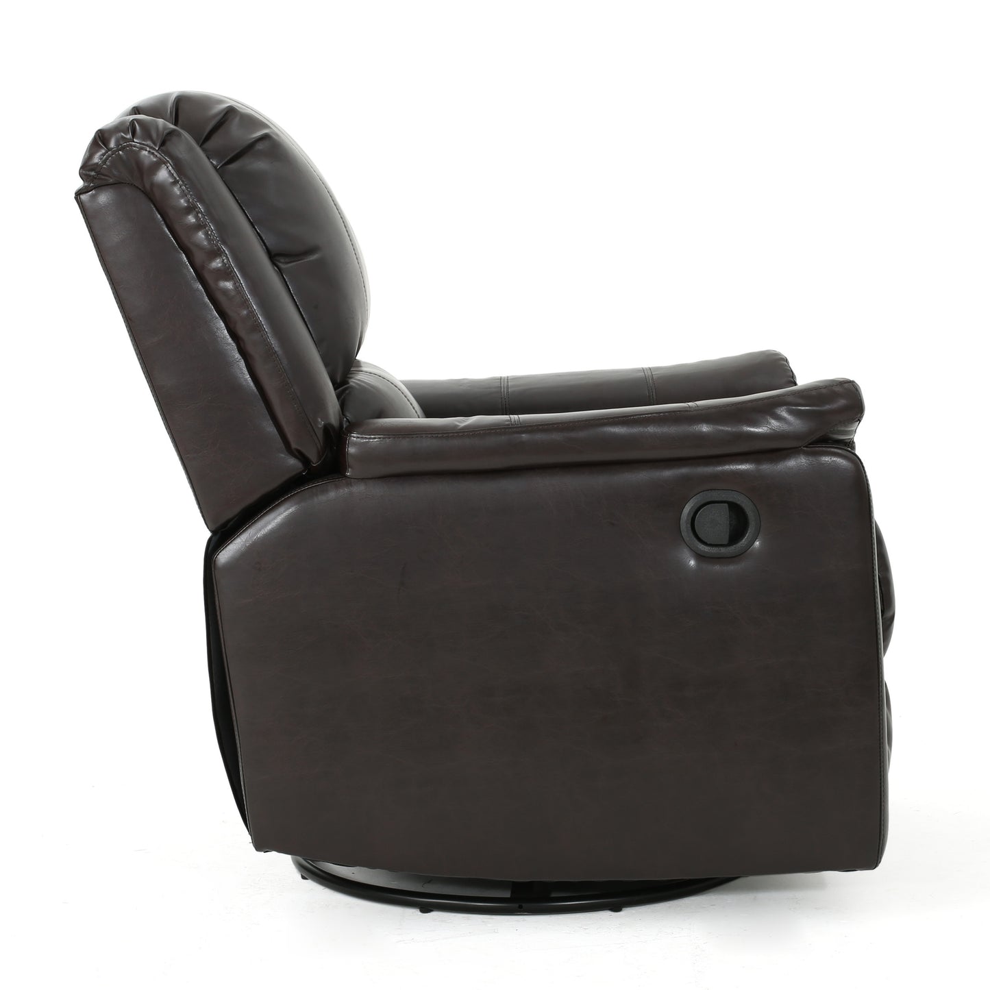 Brown PU Glider Recliner with Swivel, Manual Reclining Chair