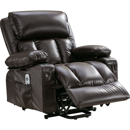 Power Lift Recliner Chair Recliners for Elderly with Heat and Massage Recliner Chair for Living Room with Infinite Position and Side Pocket,USB Charge Port.BROWN