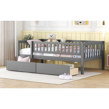 Twin Size Daybed Wood Bed with Two Drawers, Gray