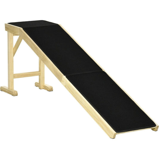 Dog Ramp for Bed, Pet Ramp for Dogs with Non-Slip Carpet and Top Platform, 74" x 16" x 25", Natural