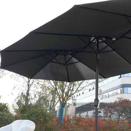 14.8 Ft Double Sided Outdoor Umbrella Rectangular Large with Crank (Navy blue)