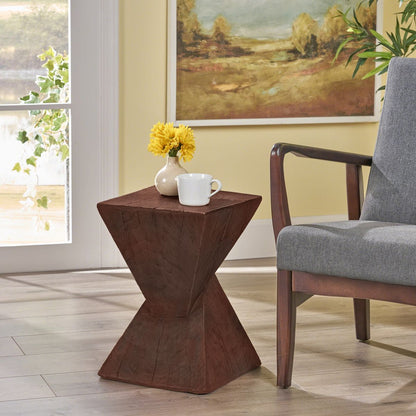 GEOMETRIC MGO SIDE TABLE,DARK BROWN COLOR