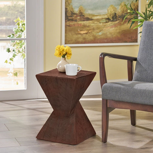 GEOMETRIC MGO SIDE TABLE,DARK BROWN COLOR