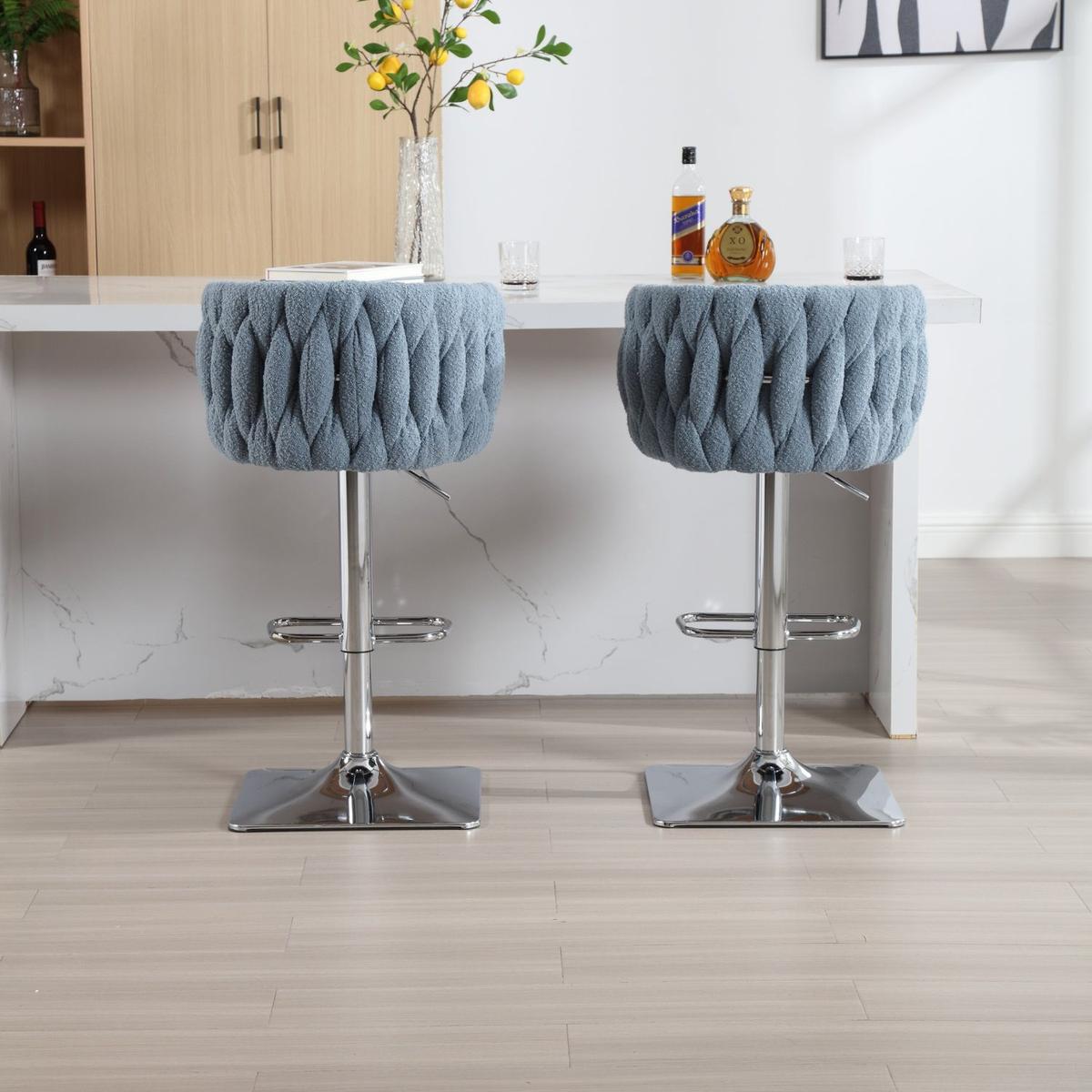 Vintage Bar Stools with Back and Footrest Counter Height Dining Chairs 2PC/SET