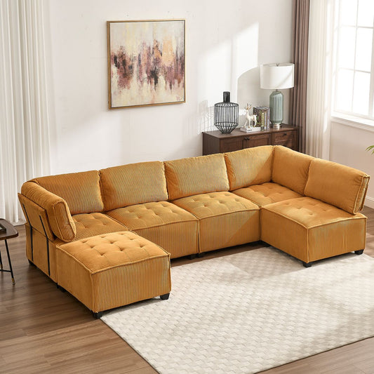 UNITED WE WIN Modular Sectional Sofa U Shaped Modular Couch with Reversible Chaise Modular Sofa Sectional Couch,6- Seat Convertible Sofa,Fit for Living Room