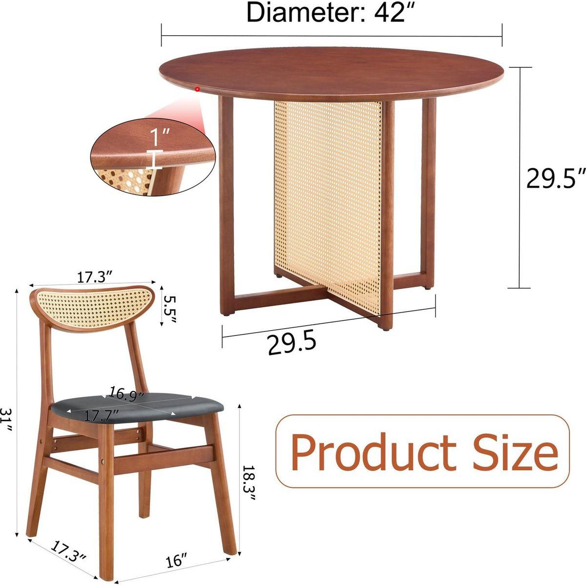 Table and chair set, ancient style solid wood dining table, imitation rattan table legs, beautiful simple solid wood dining chairation