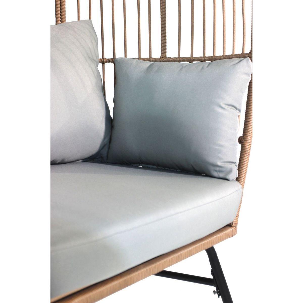 Outdoor Garden Wicker Egg Chair And Footstool Patio Chaise, With Cushions, Outdoor Indoor Basket Chair