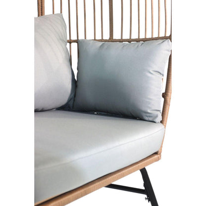 Outdoor Garden Wicker Egg Chair And Footstool Patio Chaise, With Cushions, Outdoor Indoor Basket Chair