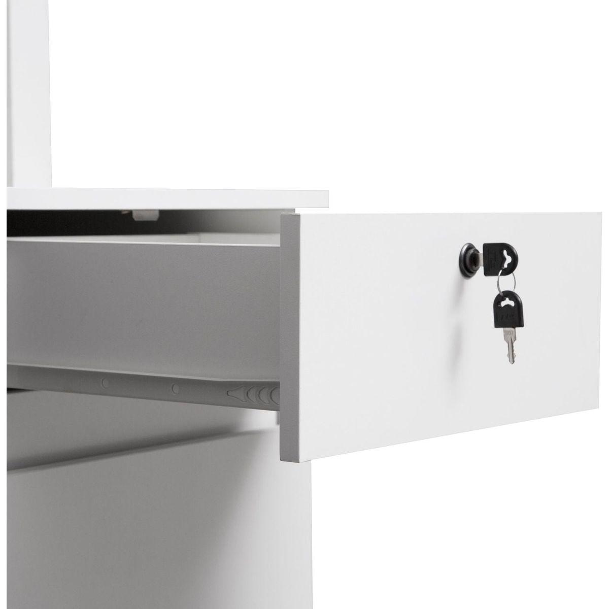 Computer Desk with Hutch & Bookshelf,Wood Executive Desk Teens Student Desk Writing Laptop Home Office Desk with Drawers,3 AC Outlets and 2 USB Charging Ports,Study Laptop Table for Home(White)