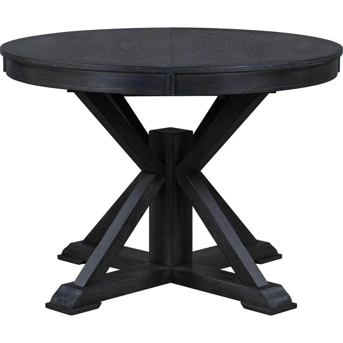 Retro Functional Extendable Dining Table with a 12" Leaf for Dining Room and Living Room (Espresso)