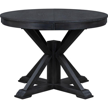 Retro Functional Extendable Dining Table with a 12" Leaf for Dining Room and Living Room (Espresso)