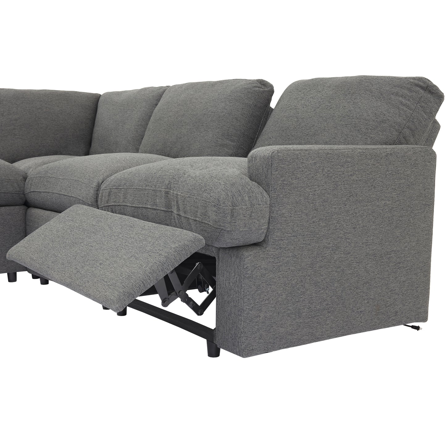 104" Power Recliner Corner Sofa Home Theater Reclining Sofa Sectional Couches with Storage Box, Cup Holders, USB Ports and Power Socket for Living Room, Dark Grey