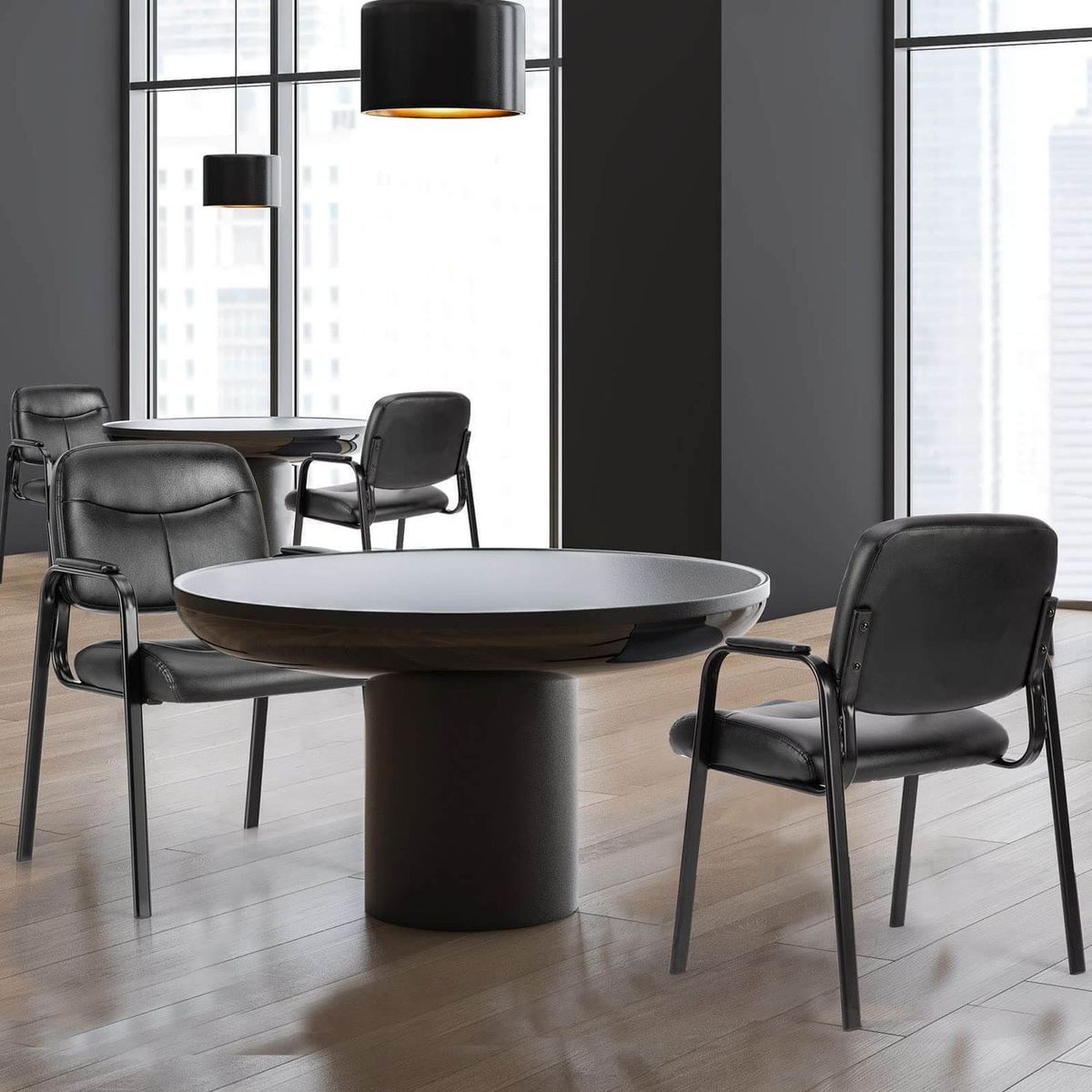 Leather Conference Room Chairs with Padded Arms,1P