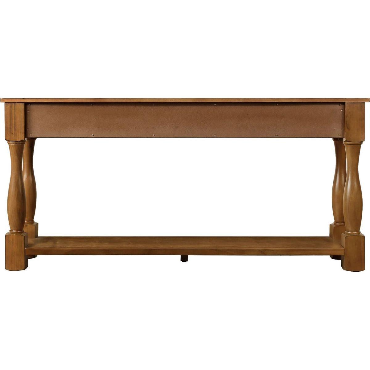63inch Long Wood Console Table with 3 Drawers and 1 Bottom Shelf for Entryway Hallway Easy Assembly Extra-thick Sofa Table(Brown)