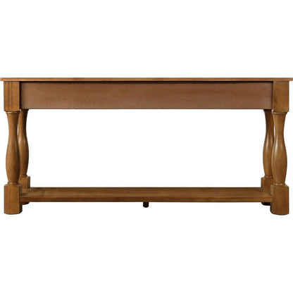 63inch Long Wood Console Table with 3 Drawers and 1 Bottom Shelf for Entryway Hallway Easy Assembly Extra-thick Sofa Table(Brown)