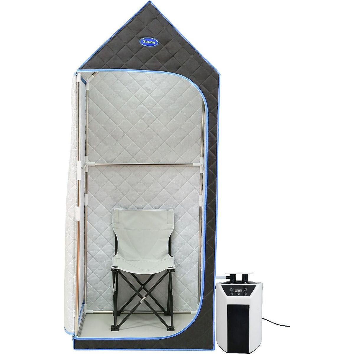 Portable Gothic Roof Plus Type Full Size Steam Sauna tent. Spa, Detox, Therapy and Relaxation at home. Larger Space, Stainless Steel Pipes Connector Easy to Install. FCC Certification--Black