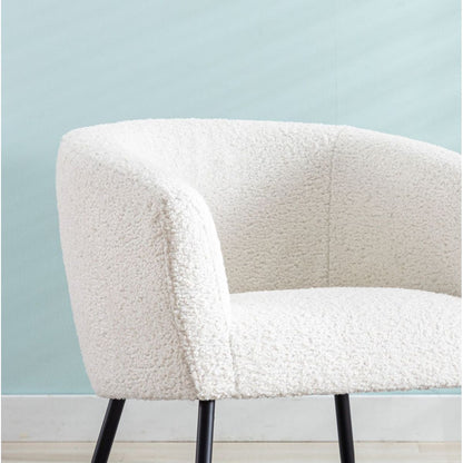 Modern Style 1pc Accent Chair White Sheep Wool-Like Fabric Covered Metal Legs Stylish Living Room Furniture