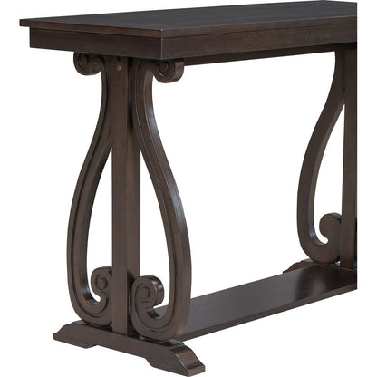 48-Inch Rustic Vintage Console Table --- Farmhouse Style Entryway Table with Open Shelf and Sturdy Construction for Entryway and Living Room (Espresso)