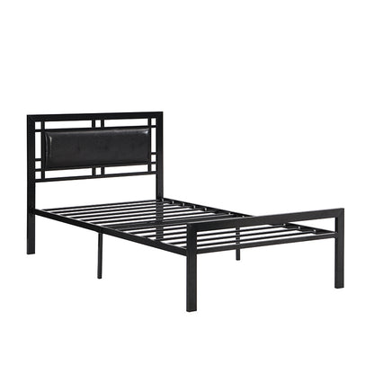 Twin Size metal bed Sturdy System Metal Bed Frame, Modern style and comfort to any bedroom, black