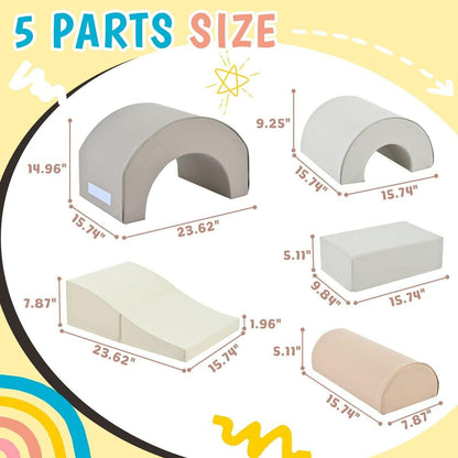 5-Piece Kids Climbing Toys for Toddlers, Foam Climbing Blocks for Babies, Kids Crawling and Climbing Indoor Active Play Structure - Streamdale Furniture