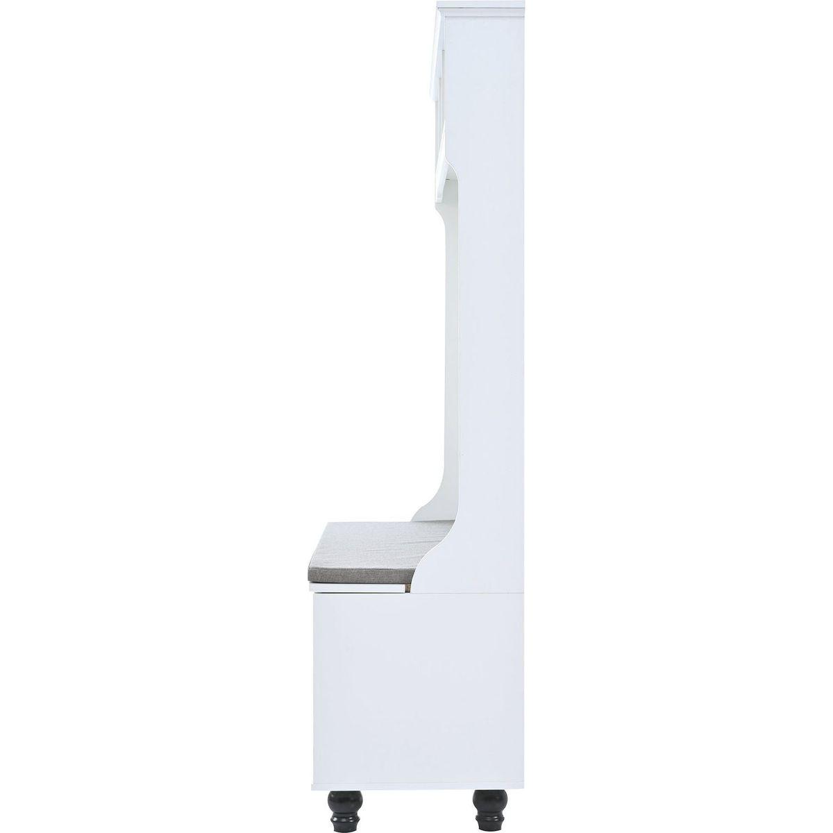 5-in-1 Entryway Bench with Shutter-shaped doors, Coat Rack, Cushion and 4 Sturdy Hooks, 47.2" Wide Hall Tree with Storage Bench for Hallway, Entryway, Living Room