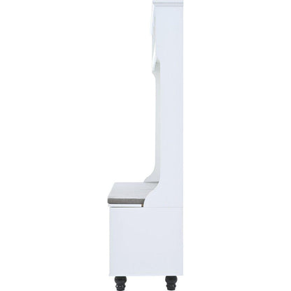 5-in-1 Entryway Bench with Shutter-shaped doors, Coat Rack, Cushion and 4 Sturdy Hooks, 47.2" Wide Hall Tree with Storage Bench for Hallway, Entryway, Living Room