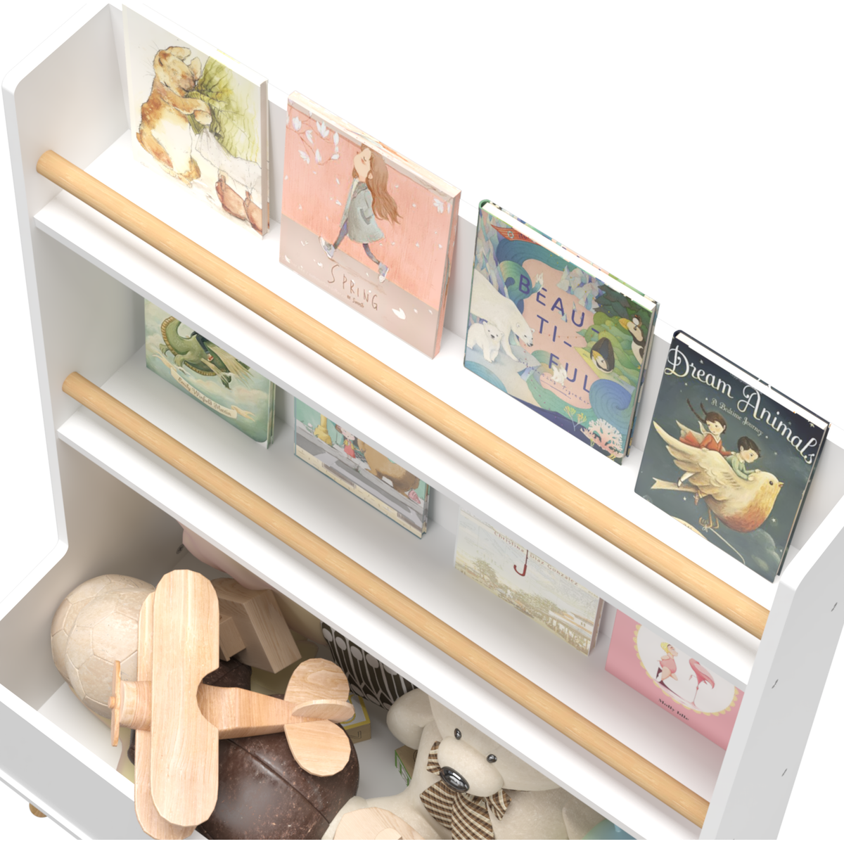 Kids Bookshelf, Book and Magazine Rack, Book Organizer, toy Storage Cabinet Organizer, White