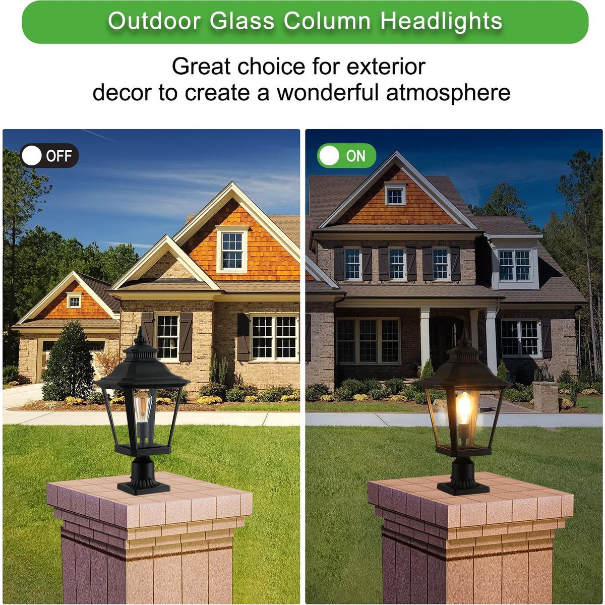 Outdoor Glass Column Headlights(2pack)
