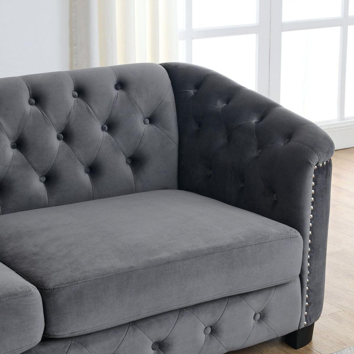 3-seater + 2-seater Combination sofa.Velvet Grey