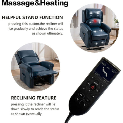 Lehboson Lift Recliner Chair, Electric Power Lift Recliner Chair for Elderly With Eight Points Massage And Heating,(Navy Blue)