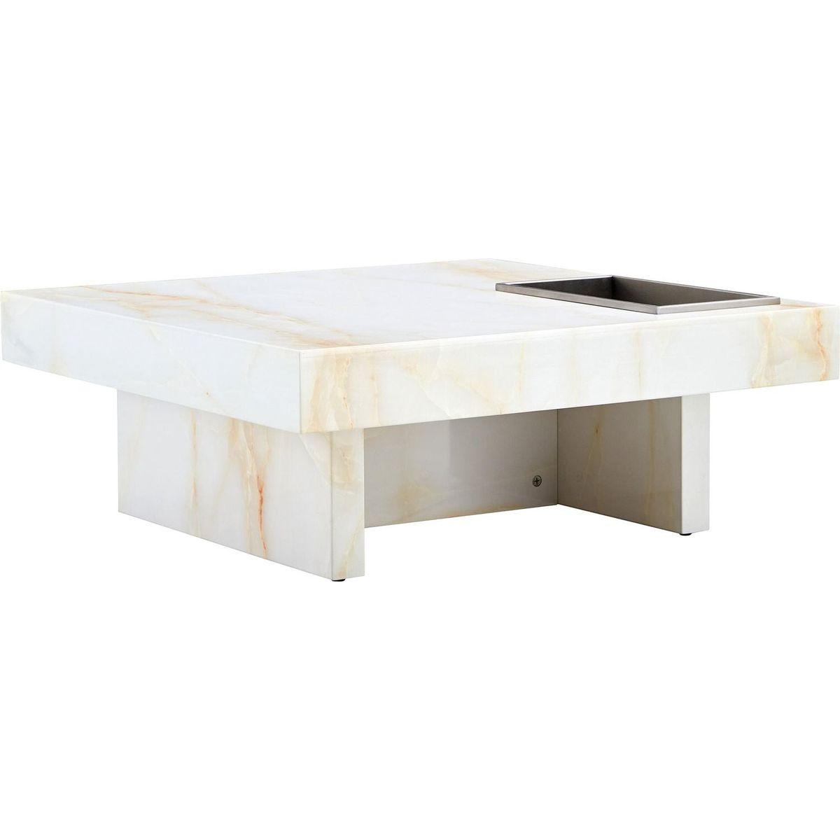 A modern and practical coffee table with imitation marble patterns, made of MDF material. The fusion of elegance and natural fashion 31.4"x 31.4"x 12 "