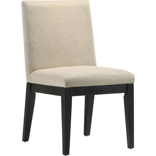 Froja Side Chair (Set-2), Beige Fabric & Black Finish