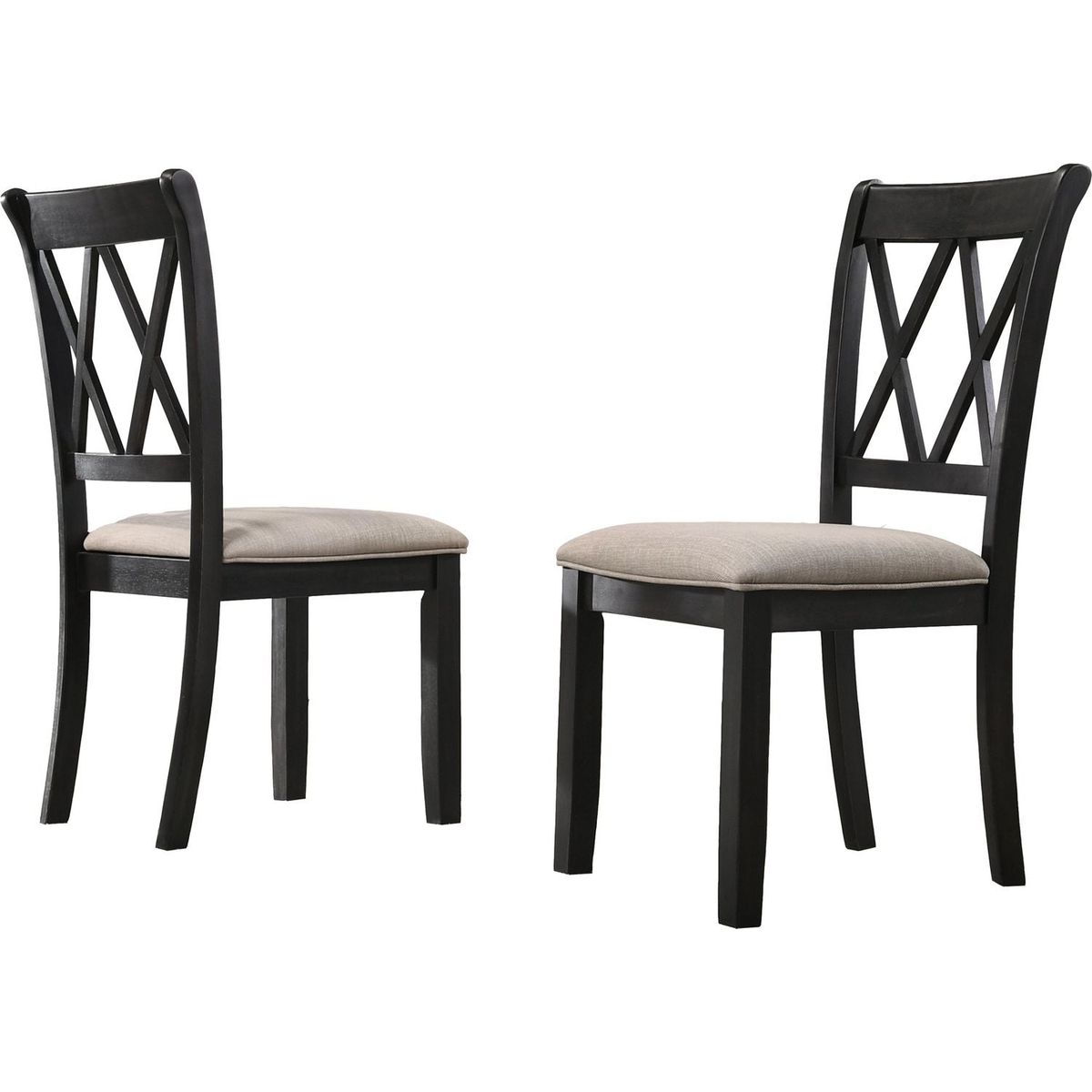 Windvale Fabric Upholstered Dining Chair in Black, Set of 2