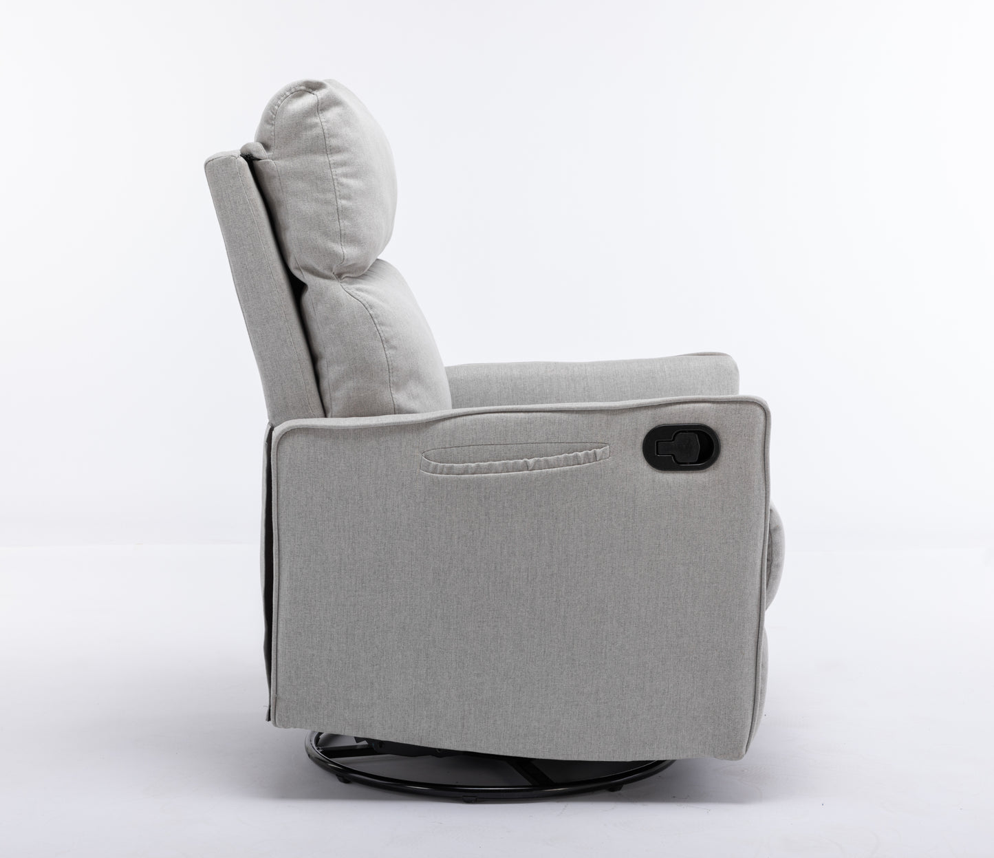 Cotton Linen Fabric Swivel Rocking Chair Glider Rocker Recliner Nursery Chair With Adjustable Back And Footrest For Living Room Indoor,Light Gray