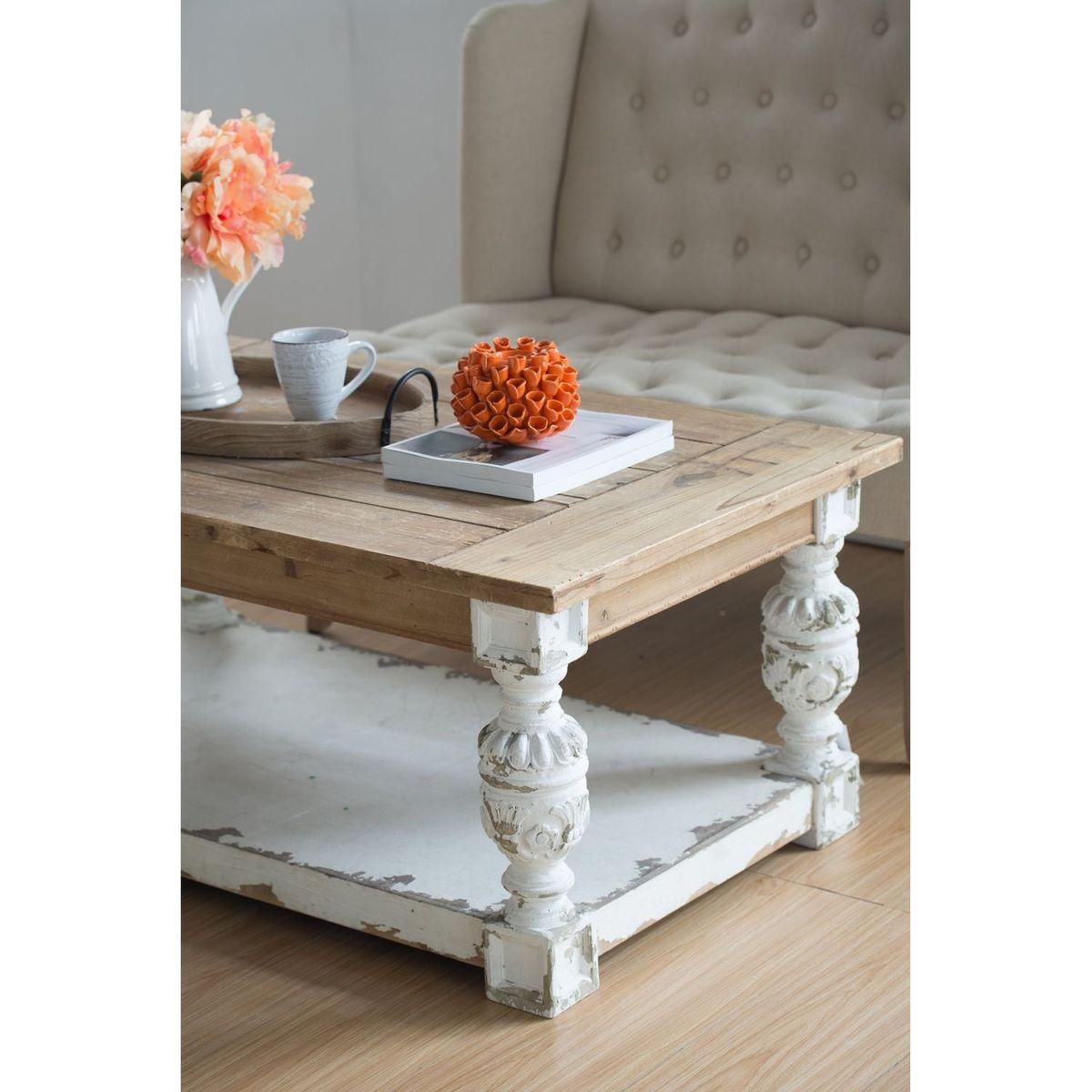 47" x 27.5" x 20" Rectangle Coffee Wooden Coffee Table, French Country Coffee Table