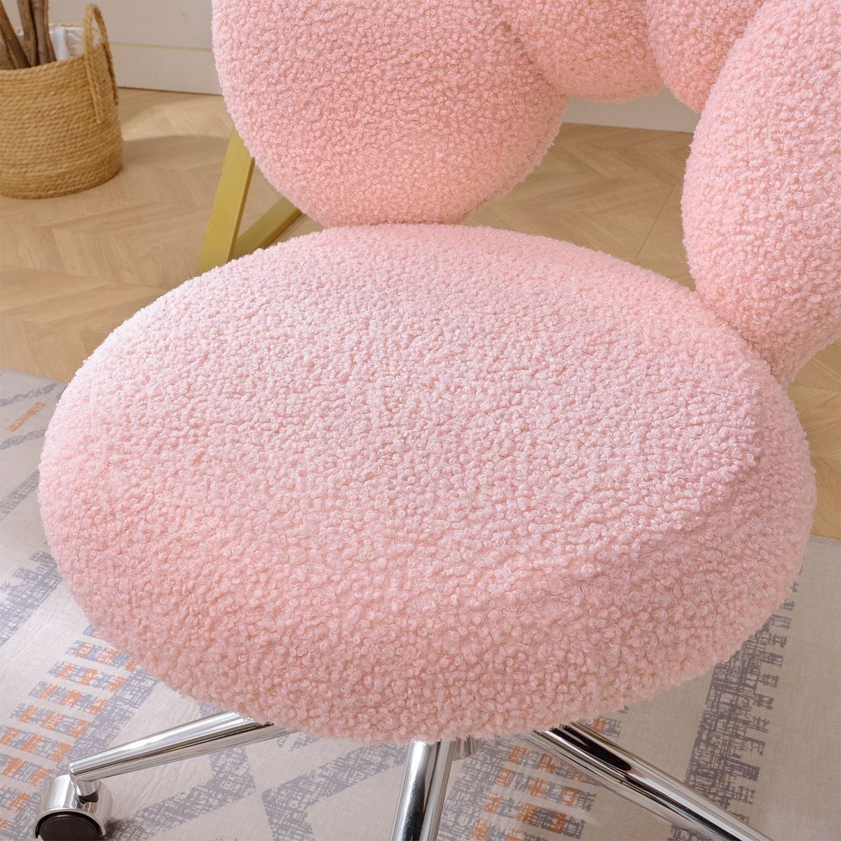 360Swivel Height Adjustable,Swivel Chair,Teddy fabric,home office chair