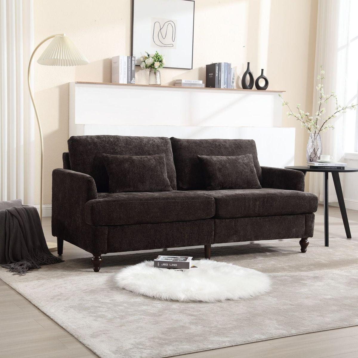 Modern chenille Fabric Loveseat, 2-Seat Upholstered Loveseat Sofa Modern Couch