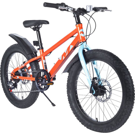 20 Inch Kids Bicycles , Fat Tire Mountain Bike for Boys and Girls Age 5 + Years ,Dual-Disc Brake,Shimano 7-Speed ,Kids Beach and Snow Bicycle