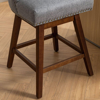 Counter Height Swivel Barstools, 26" H Seat Height Upholstered Bar Stools Set of 2, Fabric in Gray - Streamdale Furniture