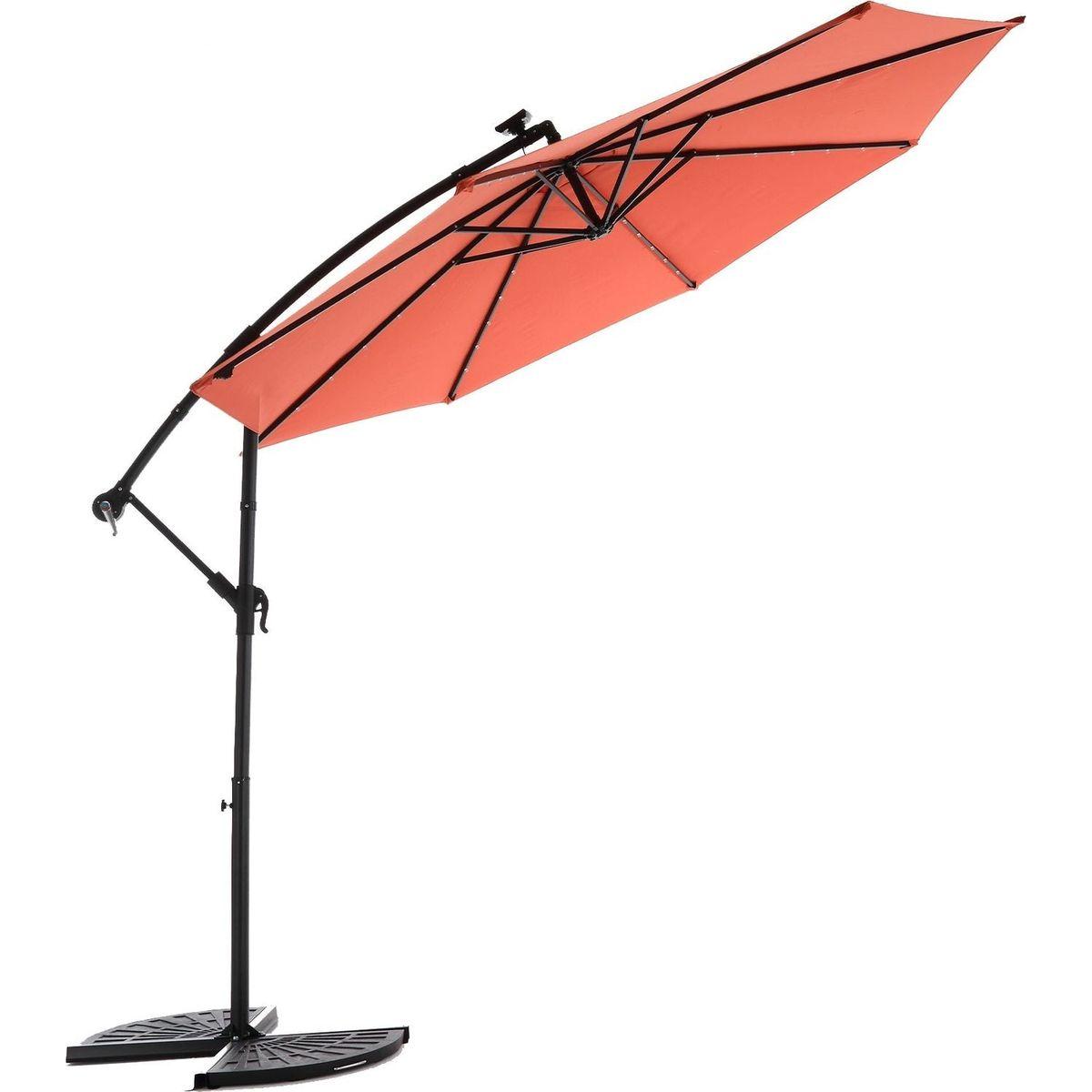 10ft Solar LED Offset Hanging Market Patio Umbrella (orange)