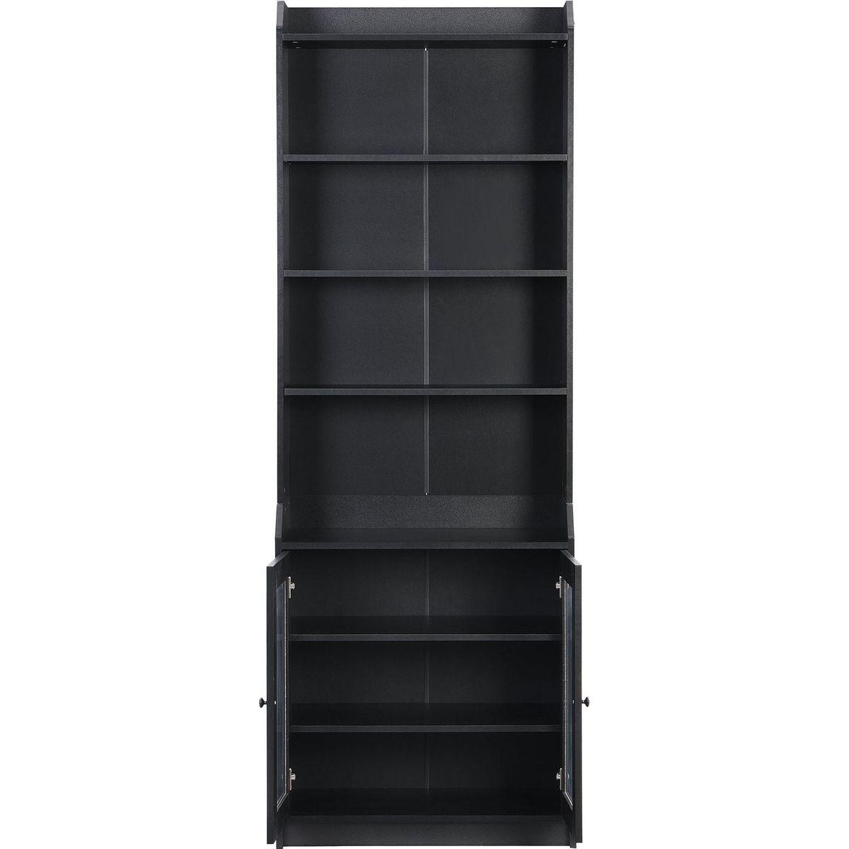 Elegant Tall Cabinet with Acrylic Board Door, Versatile Sideboard with Graceful Curves, Contemporary Bookshelf with Adjustable Shelves for Living Room, Black